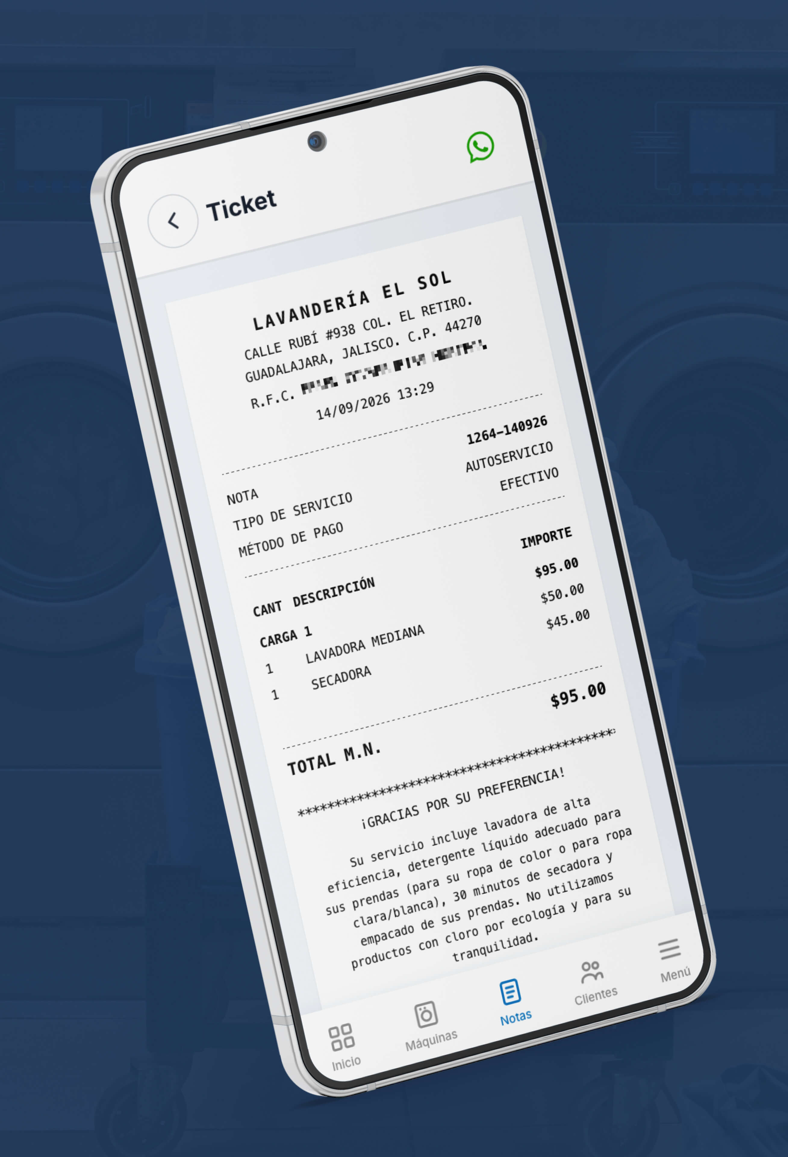 Ticket - Lavandería El Sol